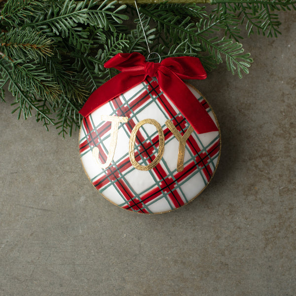 6" PLAID JOY BALL ORNAMENT