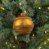 GOLD & GOLD STRIPED BALL ORNAMENT