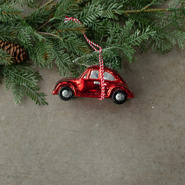 SANTA'S RED CAR ORNAMENT