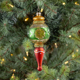 7.75" RED, GOLD & GREEN FINIAL ORNAMENT